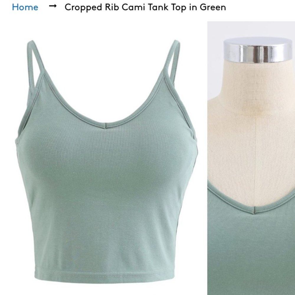 Chicwish Cropped Rib Cami w/ built in bra